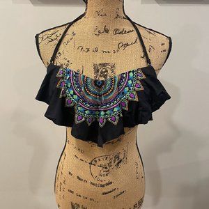 [Xhilaration] Mandala Black Bikini Top